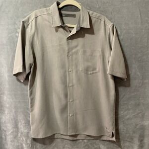REI Casual Button-Up Shirt Men's Stone M Short Sleeve Modal Blend